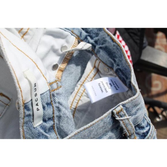 PacSun Women's Straight Jean 2 25 Blue White Leg High Rise Denim Wash - Picture 10 of 10